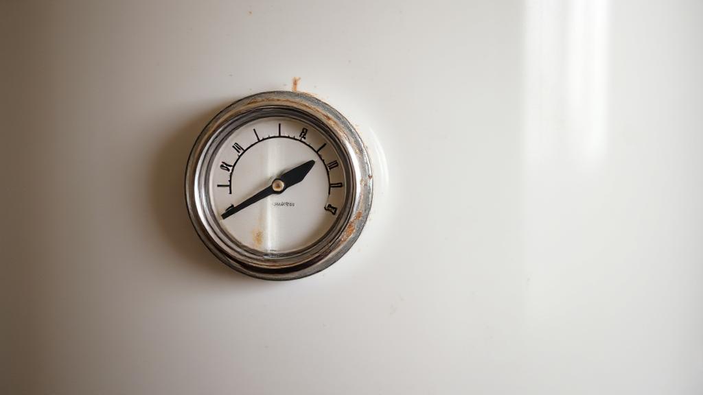 A close-up image of a water heater with a visible temperature gauge and subtle signs of wear, symbolizing its lifespan and need for replacement.