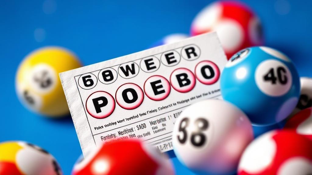 A vibrant image of a Powerball ticket and lottery balls, symbolizing the excitement and chance of winning the jackpot.
