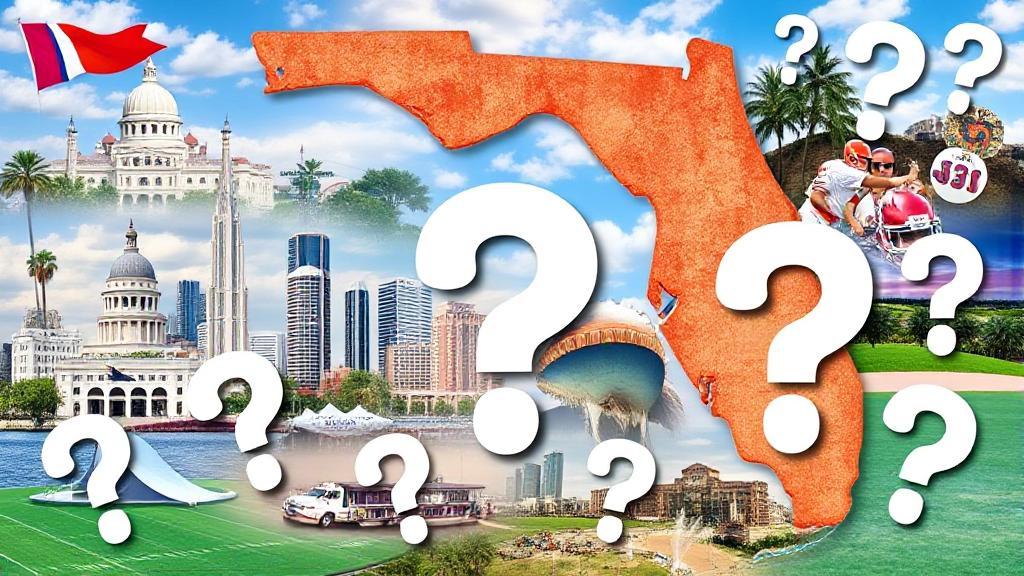 A dynamic collage of Florida landmarks and sports icons overlaid with betting symbols and question marks.