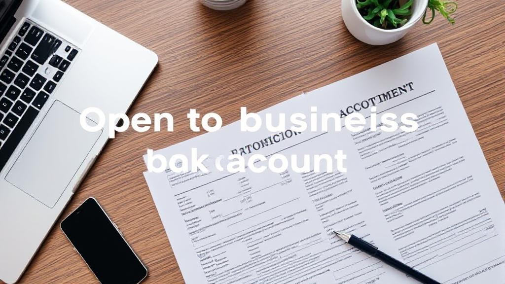 A professional workspace with a laptop, financial documents, and a bank card, symbolizing the essentials for opening a business bank account.