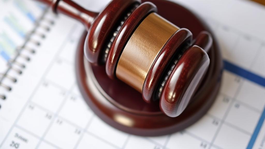 A contemplative gavel resting on a calendar, symbolizing the timing of legal decisions.