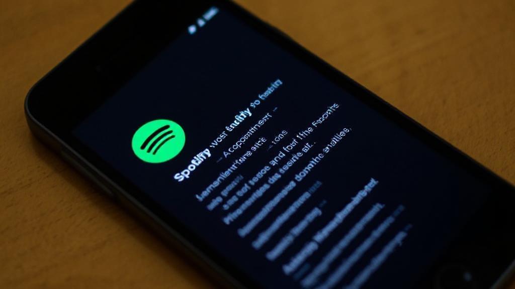 A smartphone displaying the Spotify app with song lyrics visible on the screen.