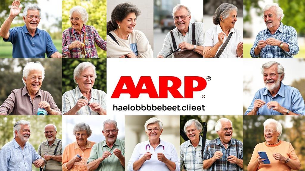 A vibrant collage of active seniors engaging in various activities, symbolizing the diverse benefits of AARP membership.