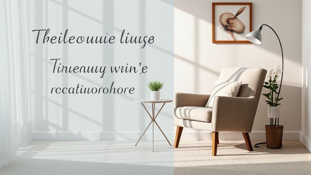 A serene image of a cozy therapy office with a comfortable chair and a small table, symbolizing a welcoming space for personal growth and healing.