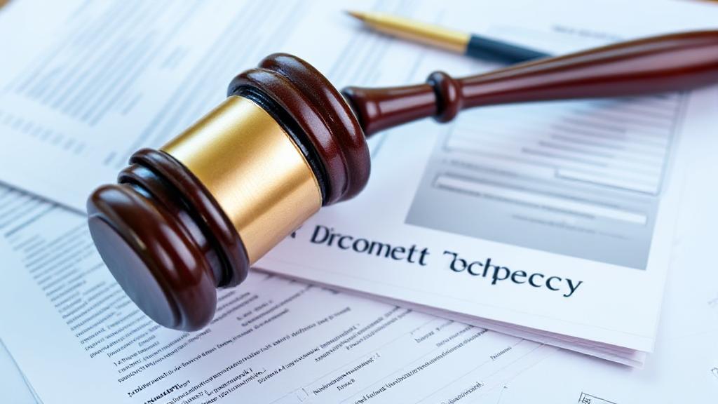 A gavel rests on a stack of financial documents, symbolizing the legal and financial aspects of Chapter 7 bankruptcy.