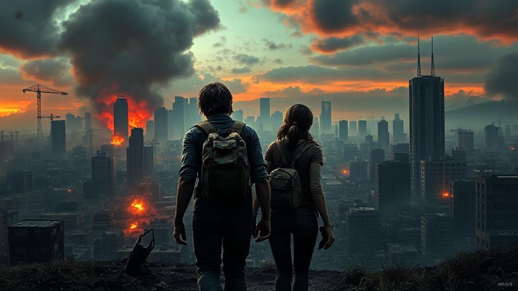 A captivating header image featuring the iconic post-apocalyptic landscape from "The Last of Us" series, with the main characters, Joel and Ellie, journeying through a desolate cityscape.