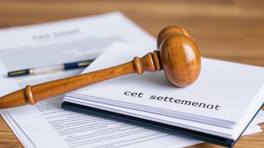 A gavel resting on a stack of legal documents, symbolizing the journey from demand letter to settlement.