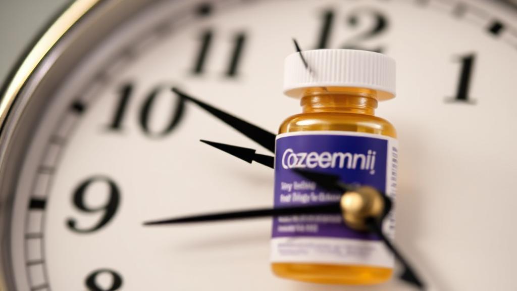 A close-up image of a clock with Ozempic medication in the background, symbolizing the onset of its effects.