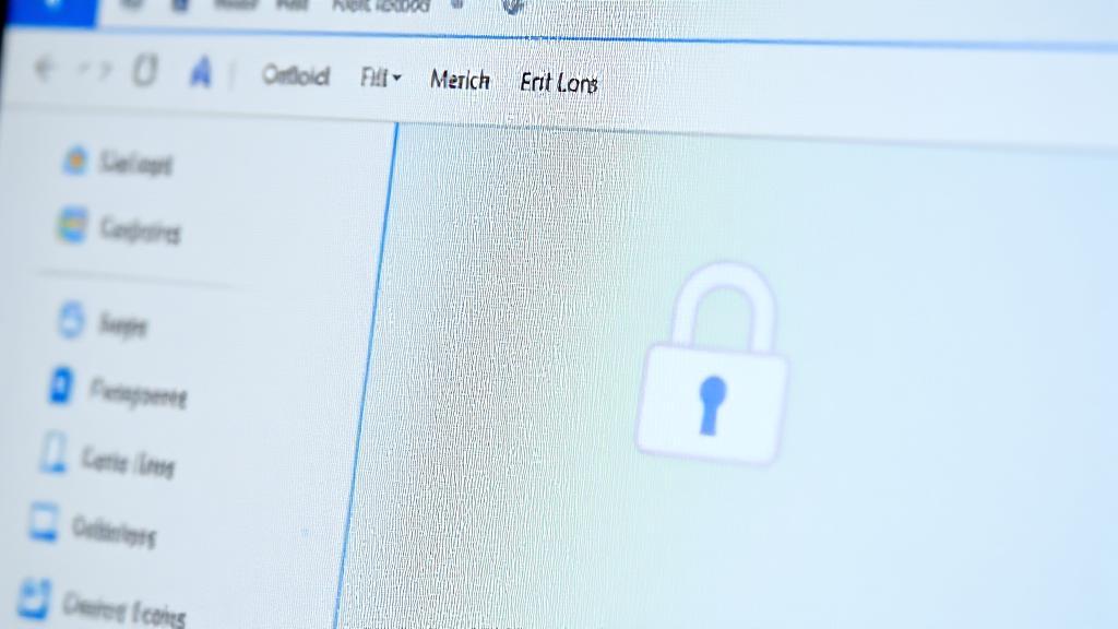 A close-up of a computer screen displaying the Outlook interface with a padlock icon symbolizing email encryption.