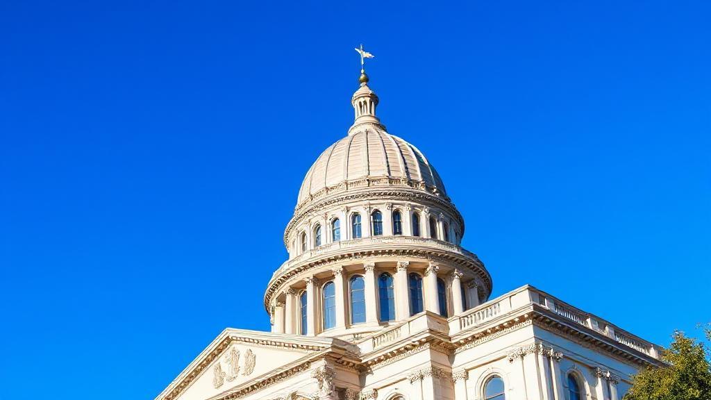 A professional image of the Texas state capitol building with a clear blue sky, symbolizing business growth and legal establishment.