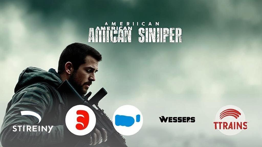 A digital collage featuring the "American Sniper" movie poster alongside popular streaming platform logos.