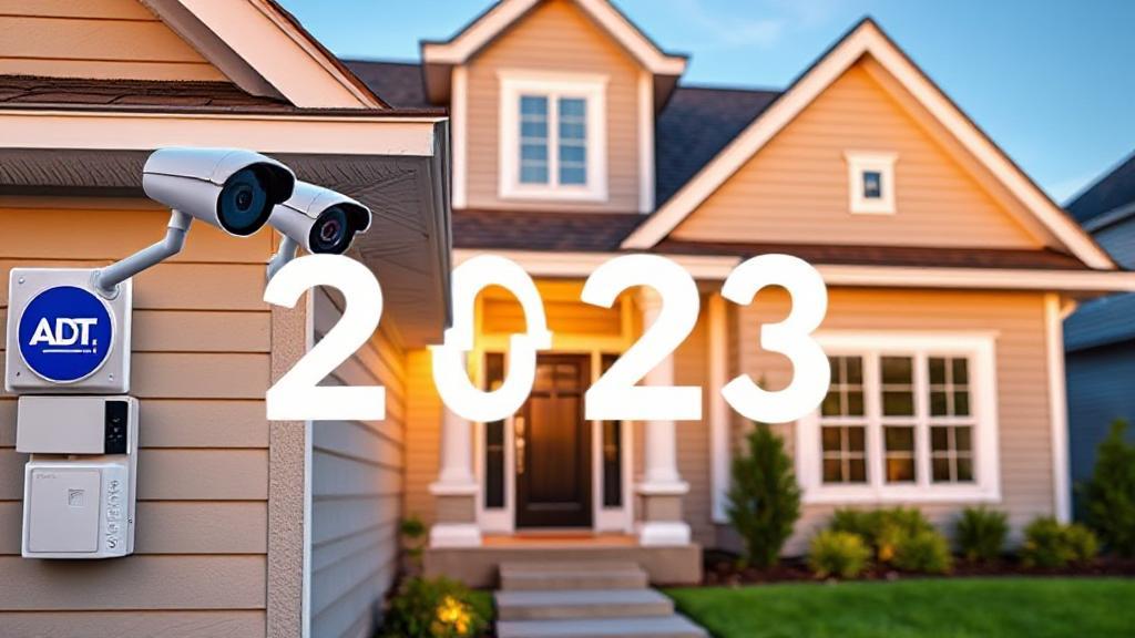 A modern home equipped with ADT security cameras and sensors, symbolizing advanced protection and peace of mind in 2023.