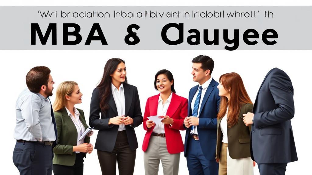 A diverse group of professionals in business attire engaged in a dynamic discussion, symbolizing the myriad career paths available with an MBA degree.