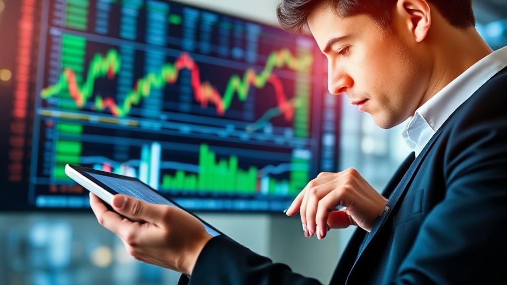 A dynamic header image featuring a young professional analyzing stock charts and financial graphs on a digital tablet, symbolizing strategic investment planning.