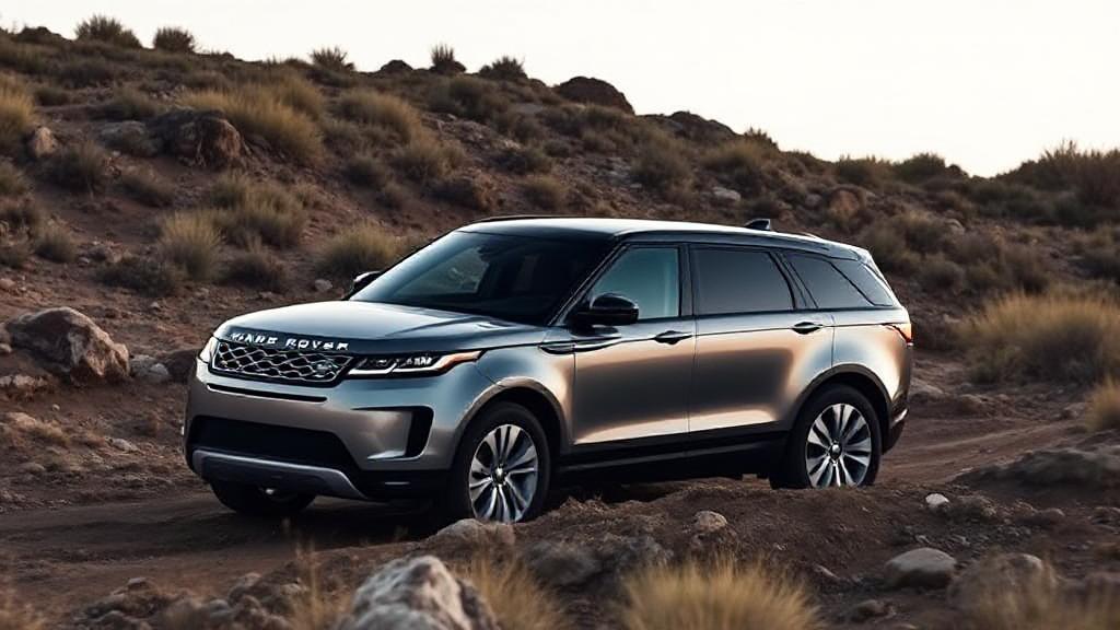 A sleek Land Rover SUV navigating rugged terrain, symbolizing the brand's blend of luxury and off-road capability.