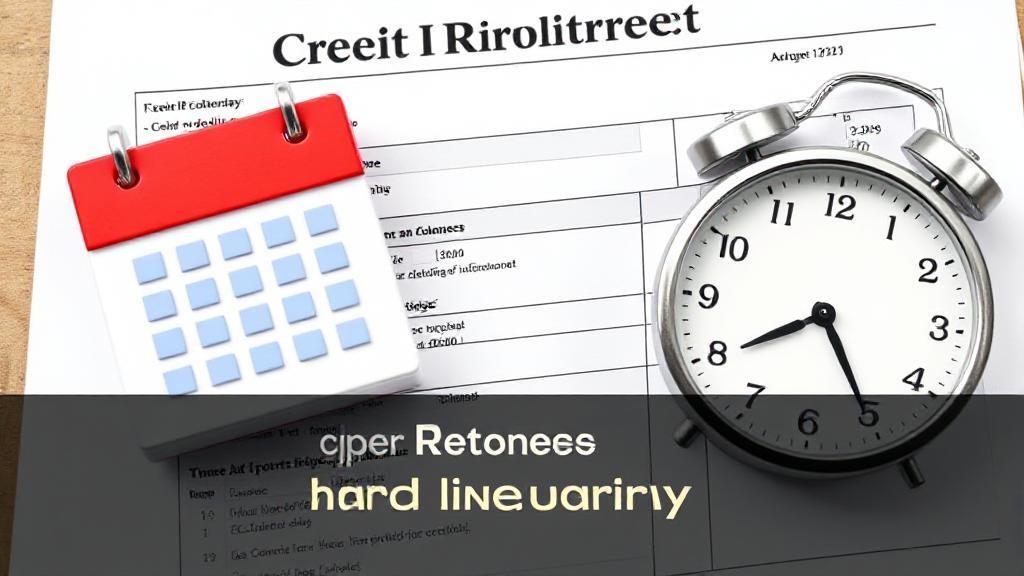 A visual of a credit report with a calendar and a clock, symbolizing the passage of time and the eventual removal of hard inquiries.