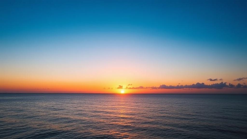 A serene sunrise over a calm ocean, symbolizing new beginnings and the perfect moment to take action.