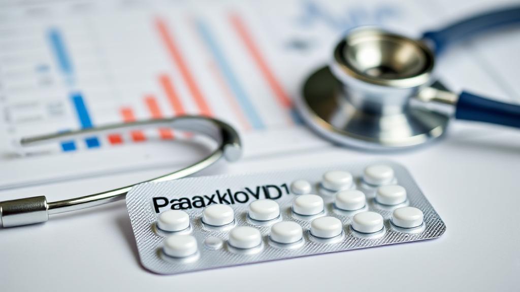 A close-up image of Paxlovid pills in their packaging, set against a backdrop of a medical chart and a stethoscope, symbolizing its role in COVID-19 treatment.