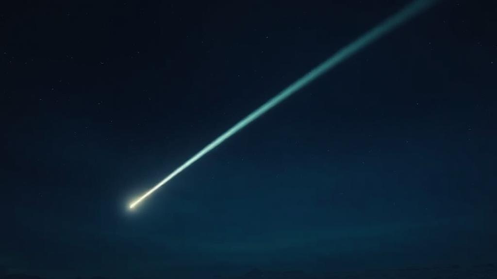 A dramatic still from "Greenland" featuring a comet streaking across the sky, symbolizing the film's intense and apocalyptic theme.