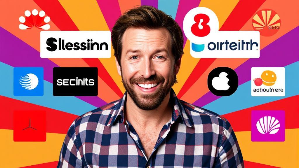 A vibrant collage featuring the charismatic Ted Lasso, surrounded by logos of various streaming platforms.