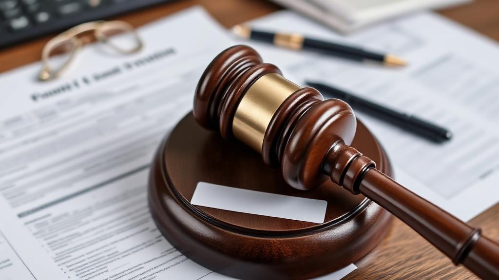 A gavel and financial documents on a desk, symbolizing the impact of bankruptcy on credit reports.