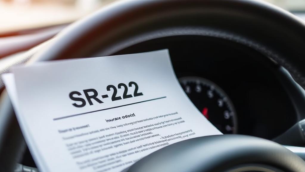 A close-up of a car dashboard with a document labeled "SR-22 Insurance" prominently displayed, symbolizing the focus on understanding this specific insurance requirement.