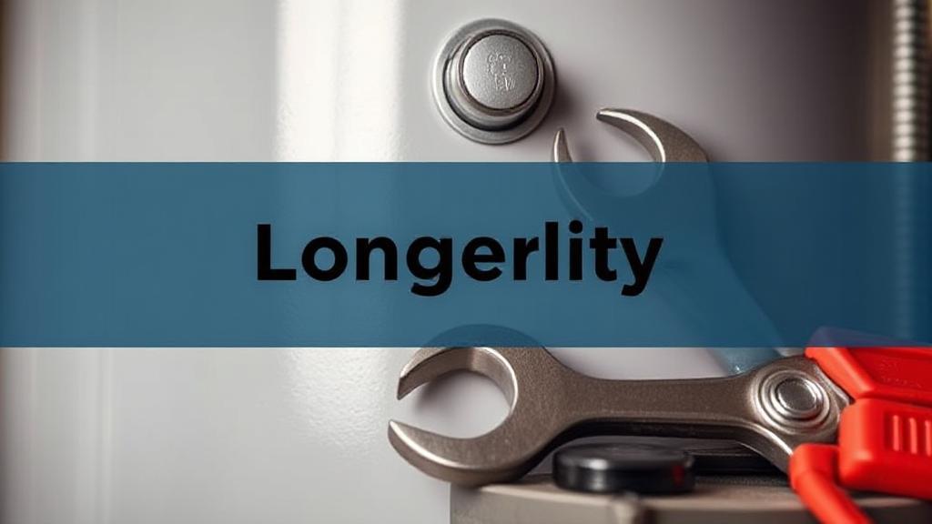 A close-up image of a water heater with a wrench and maintenance tools nearby, symbolizing longevity and care.