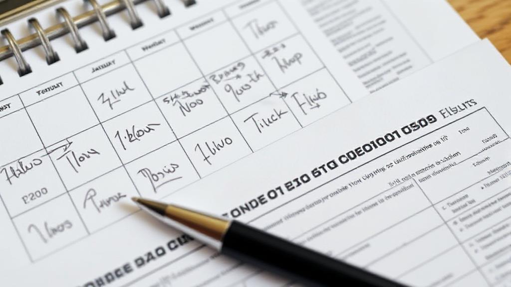 A calendar marked with important tax filing dates and a pen resting on a tax return form.