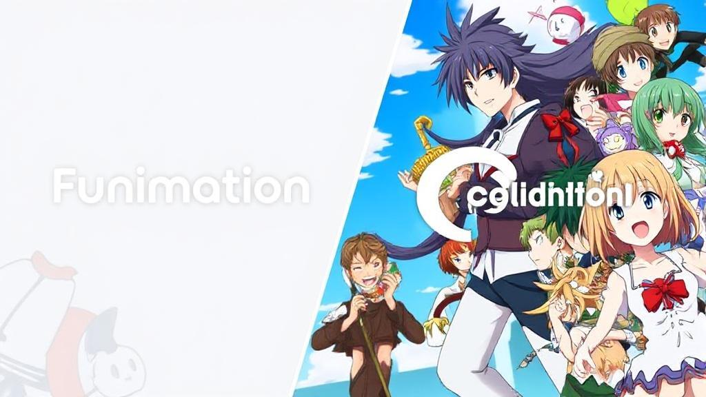 A split-screen image featuring the logos of Funimation and Crunchyroll, with vibrant anime characters from each platform's popular series on either side.