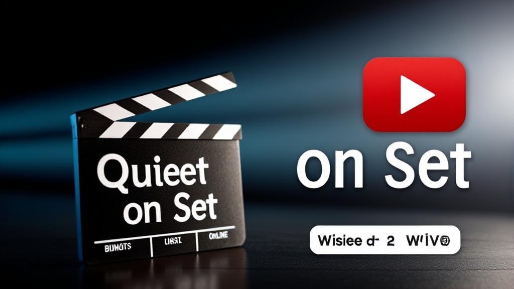 A captivating header image featuring a film clapperboard and a streaming play button, symbolizing the online viewing options for "Quiet on Set."