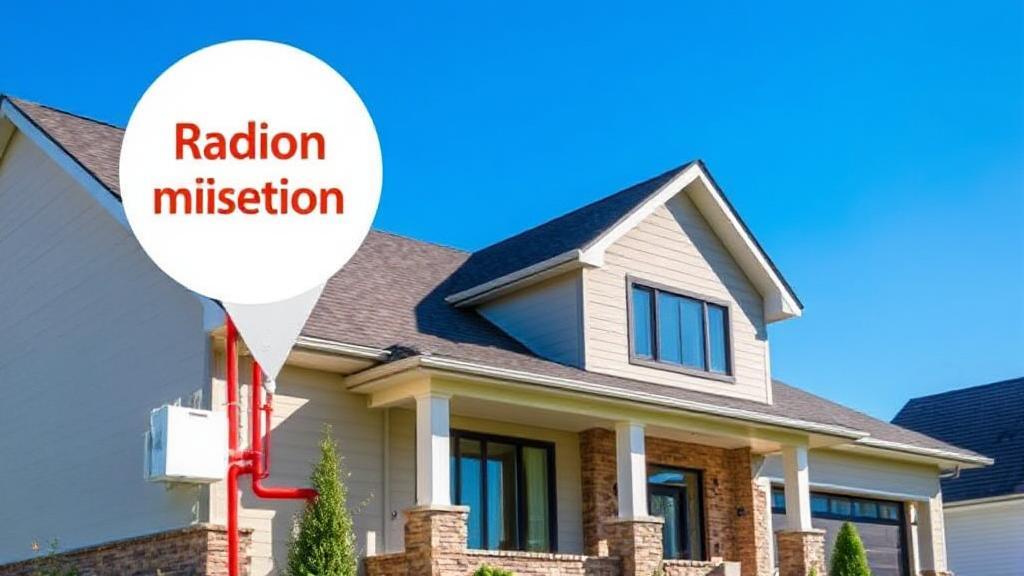 A modern home with a visible radon mitigation system, set against a clear blue sky, symbolizing safety and environmental awareness.