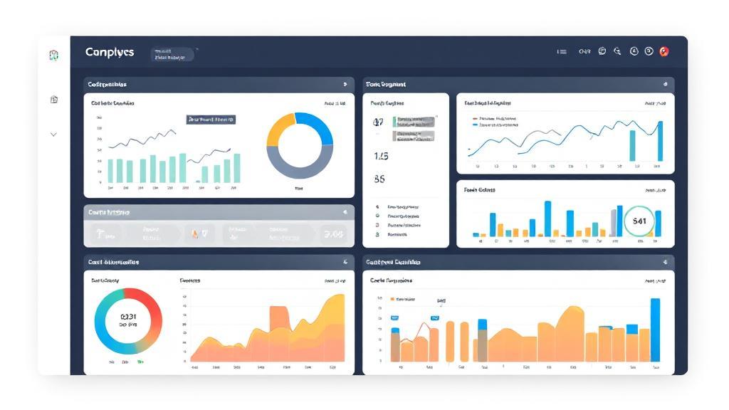 A sleek, modern dashboard interface displaying various CRM analytics and customer data visualizations.