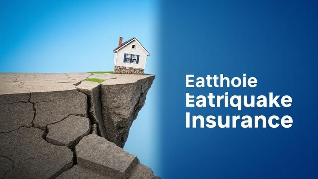 A cracked and shifting ground with a house precariously balanced on the edge, symbolizing the risk and considerations of earthquake insurance.
