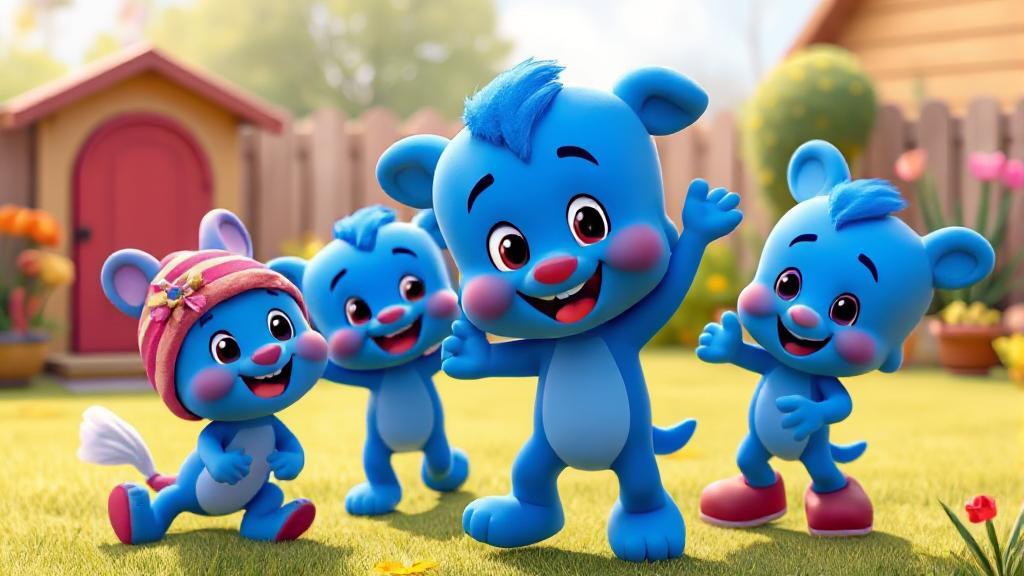 A vibrant header image featuring the beloved Bluey characters playing joyfully in a colorful backyard setting.