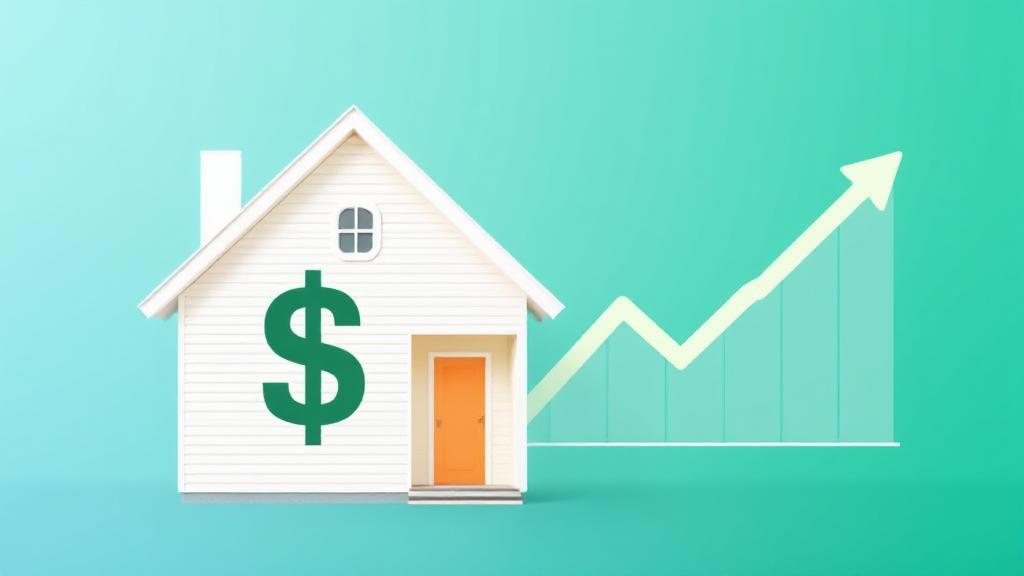 A dynamic image of a house with a dollar sign and a credit line graph overlay, symbolizing home equity and financial assessment.