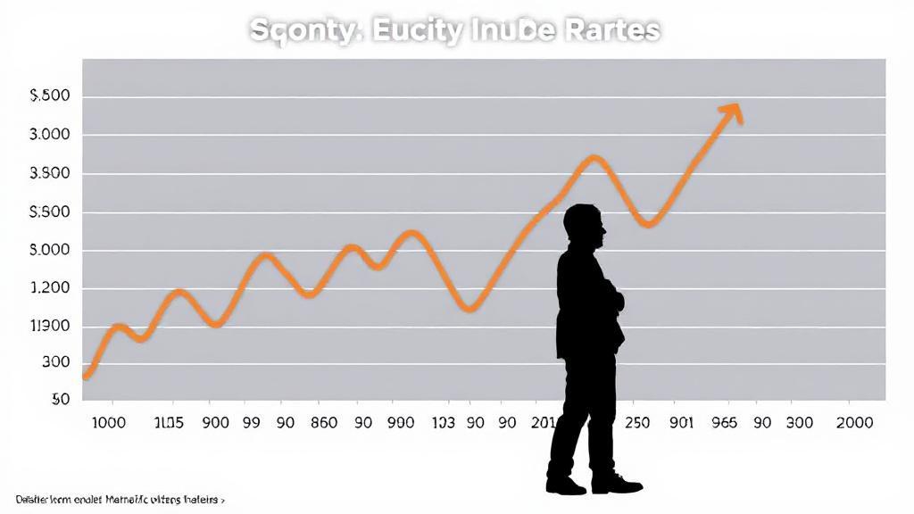 A dynamic graph illustrating fluctuating home equity loan rates with a silhouette of a concerned borrower in the foreground.