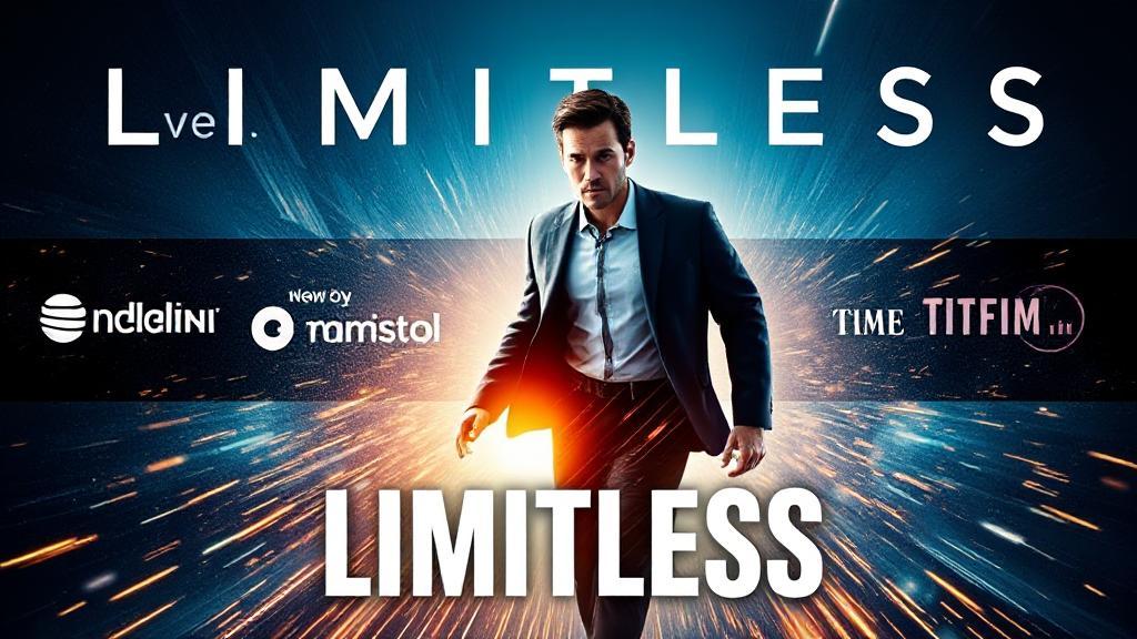 A dynamic collage featuring the movie poster of "Limitless" with streaming platform logos in the background.