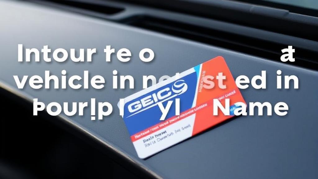 A header image featuring a car with a GEICO insurance card, symbolizing the concept of insuring a vehicle not registered in the policyholder's name.