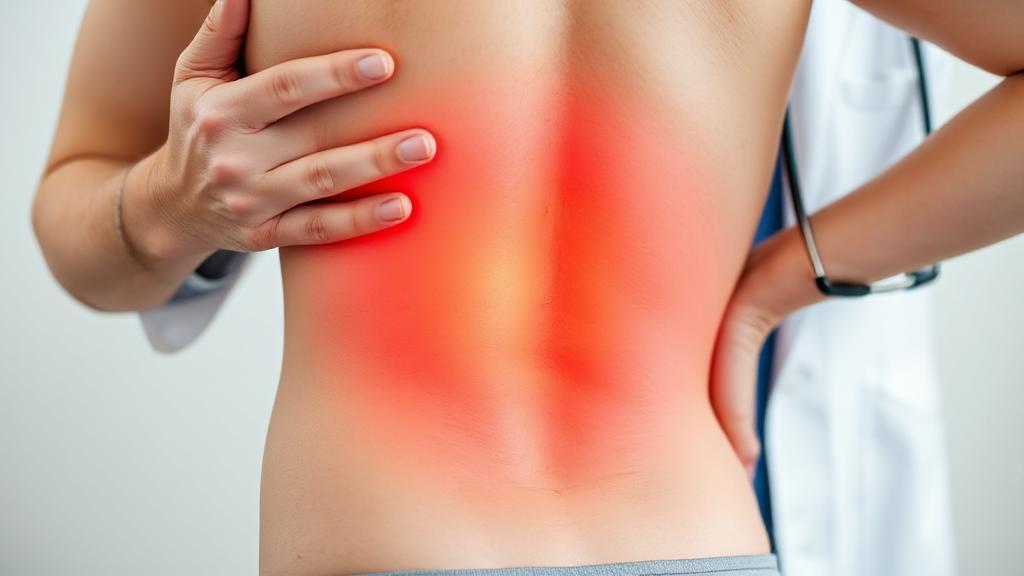 A focused image of a doctor examining a patient's lower back, highlighting the area affected by sciatica.
