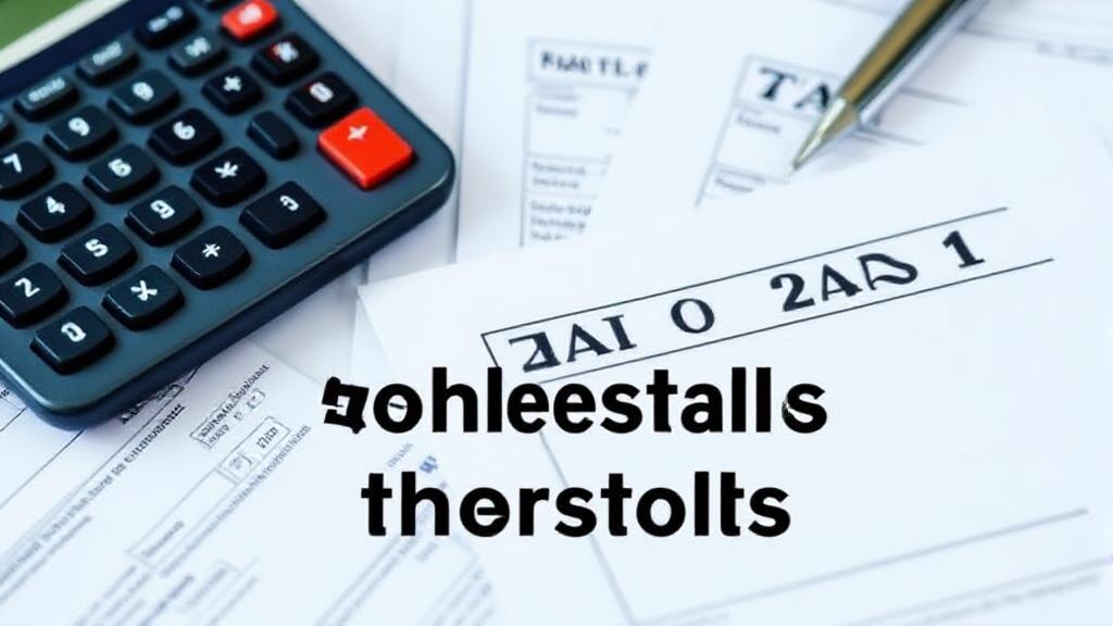 A visual representation of tax forms and a calculator on a desk, symbolizing the 2023 income thresholds for tax filing.