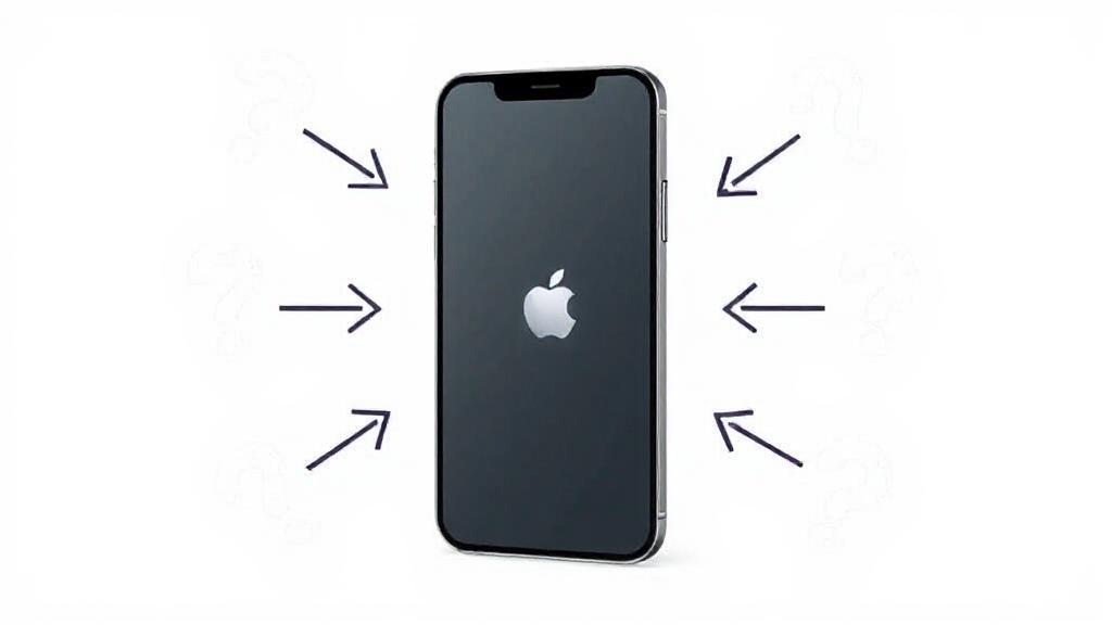 A sleek, modern iPhone surrounded by question marks and arrows pointing to various features, symbolizing the decision-making process of upgrading.