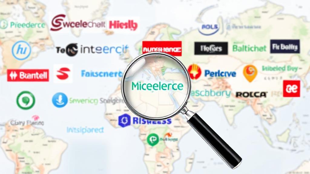 A collage of various internet service provider logos overlaid on a map with a magnifying glass highlighting a specific area.
