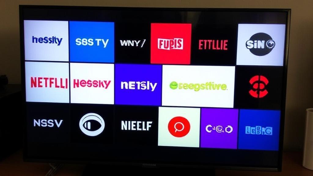 A collage of popular streaming service logos displayed on a digital device screen.