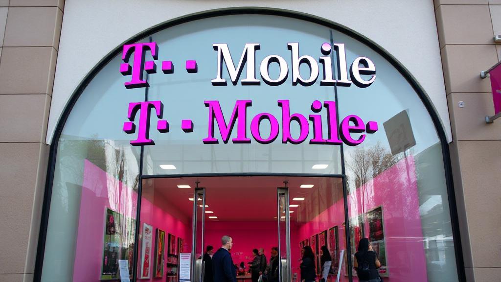 A vibrant T-Mobile storefront with a prominent logo, welcoming customers during daylight hours.