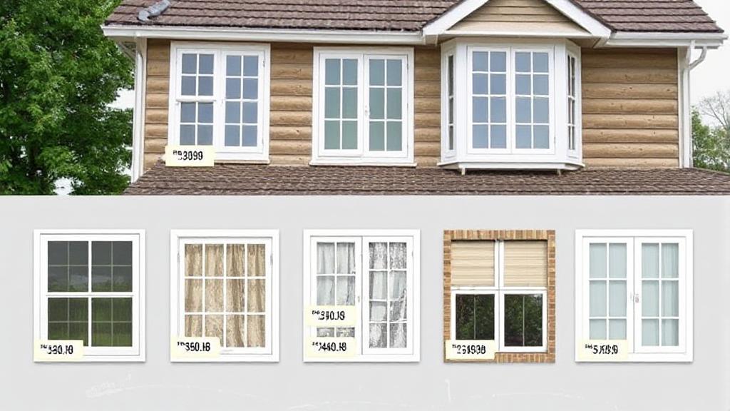 A header image depicting a variety of window styles and materials with price tags, set against a backdrop of a house under renovation.