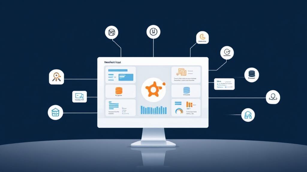 A sleek digital interface showcasing interconnected marketing tools and analytics, symbolizing HubSpot's comprehensive platform.