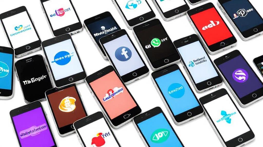 A diverse array of smartphones displaying various network logos, symbolizing the range of options in selecting a cell phone provider.