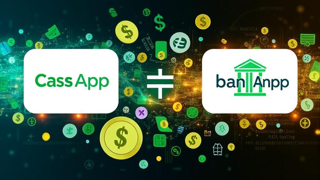 A dynamic collage of financial symbols and digital elements representing the synergy between Cash App and its banking partners.