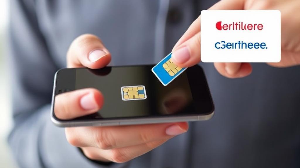 A person holding a smartphone with a SIM card being swapped out, symbolizing the transition between mobile carriers.