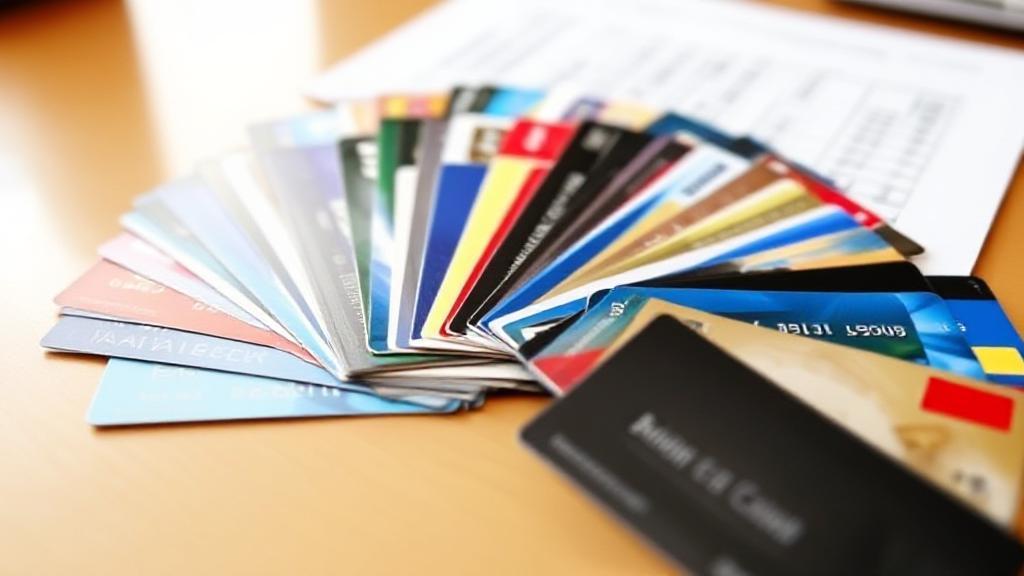A diverse array of credit cards fanned out on a table, symbolizing the variety of options available for potential applicants.